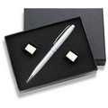 Rectangle Cufflinks & Ball Point Pen Set with 2-Piece Gift Box